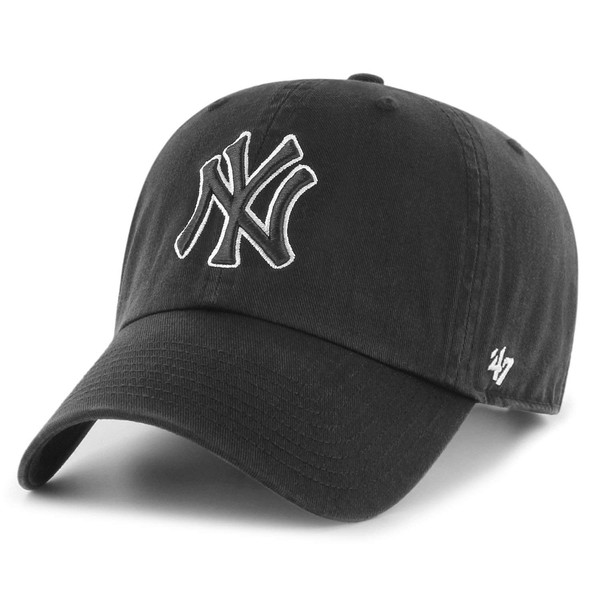 '47 York Yankees Clean Up Dad 帽子 キャップ ブラック/ホワイト アウトライン