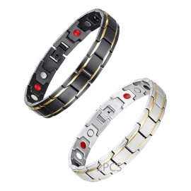 LOMETEB Moda Magnética-turm Terapia Salud Ajustable Pulseras 2piezas