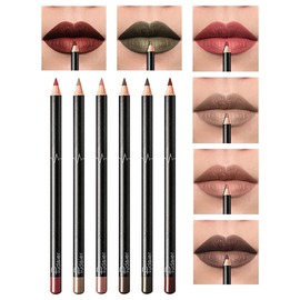 6 Piece Matte Lip Liner Pencil Set | Color Rich Soft & Creamy High-Pigment Lipstick | Long-Lasting, Smudge-Proof, Waterproof Lipliner Makeup Essentials in Vibrant & Assorted Shades Travel Kit - 4