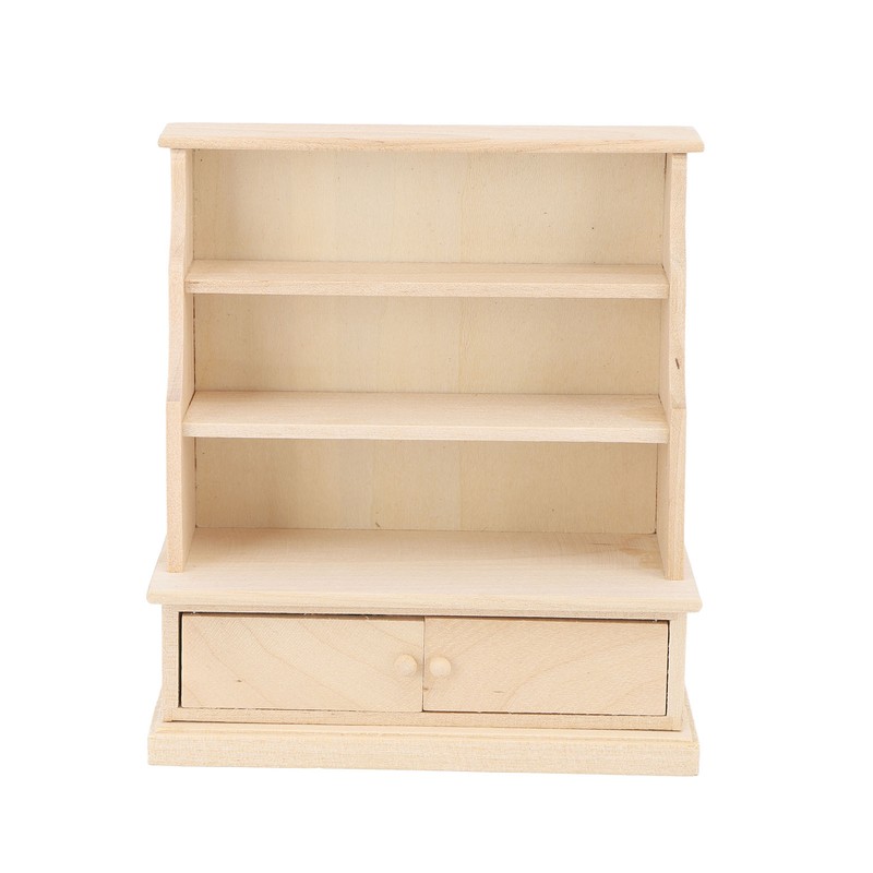 Dollhouse Bookshelf 1:12 Wooden Miniature Decoration Rugged Dollhouse Bookcase for