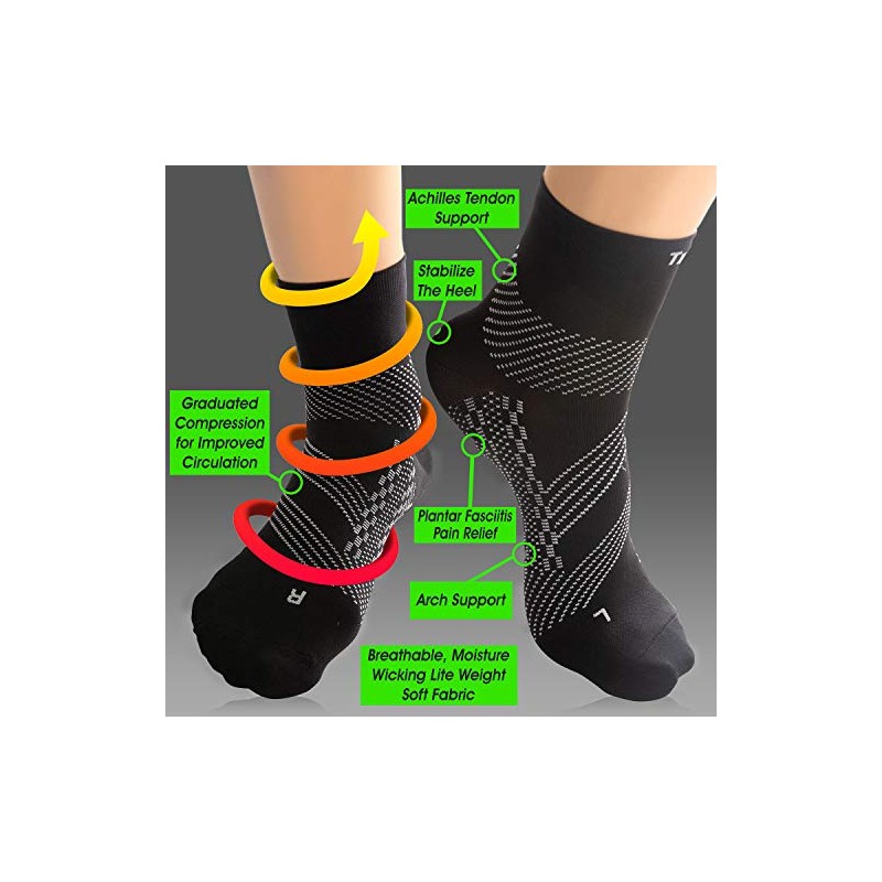 TechWare Pro - Calcetines de compresión de tobillo para fascitis