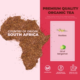Gardenika Organic Earl Grey Rooibos Red Loose Leaf Tea with Bergamot Oil - 4 oz | Caffeine-Free Herbal Tea | Antioxidant Rich & Kosher Certified