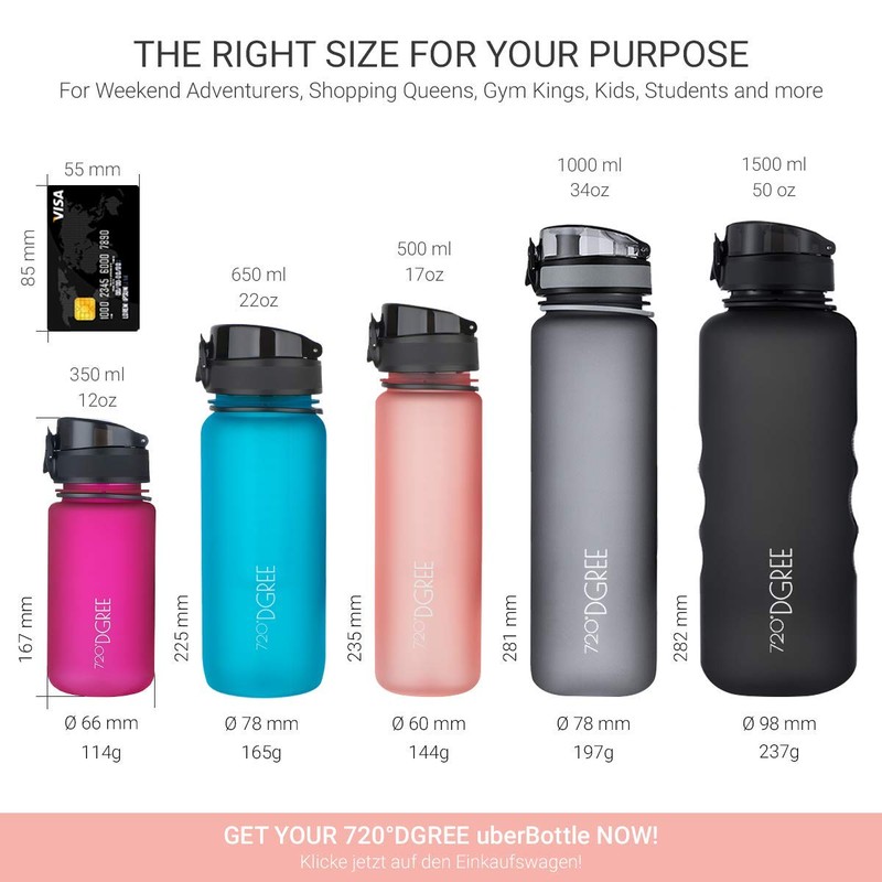 720°DGREE Bundle: “uberBottle” Drinking Bottle + Recipe Book with Refreshing
