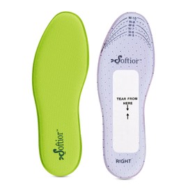 Softior - Plantillas acolchadas de espuma viscoelástica de longitud completa para mujer con perforación, para deportes y trabajo, zapatos de senderismo, Verde lima, 00-11