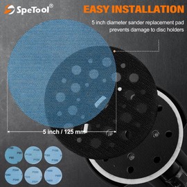 SpeTool 5 Inch Sanding Disc Net Grits 180 with Sander Pads Saver, 30 Pieces Mesh Sandpaper Discs, Dustless Hook and Loop Design for Wood, Drywall, Matel Processing