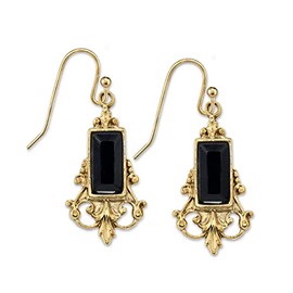 1928 Jewelry Antique Inspired Green European Crystal Baguette Wire Drop Earrings