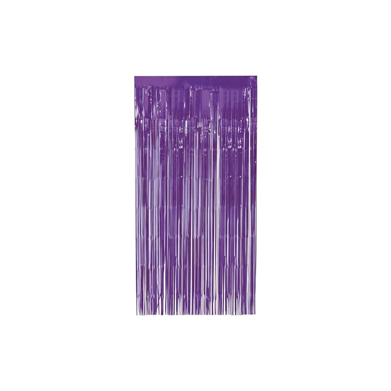 Unique 16858 Foil Fringe Door Curtain x 2 m-Deep Purple