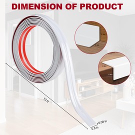 Flexible Wall Corner Protector 0.8 in x 10 Ft White
