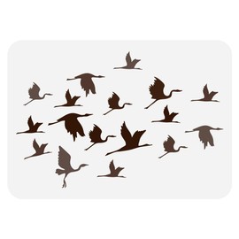 FINGERINSPIRE Cranes Stencil for Painting 8.3x11.7inch Large Cranes Birds Silhouettes Drawing Template Reusable Birds Group Painting Stencil Animal Theme Template for Wood Fabric Clothes Painting