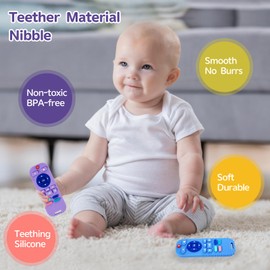 Hooku 2 Pack Remote Teether for Baby, Silicone Teethers for Babies 6-12 Months, Baby Teething Toys for Babies 0-6 Months, Sensory Toys for Babies, Toddler Infant Newborn Toys Baby Girl Boy Gifts