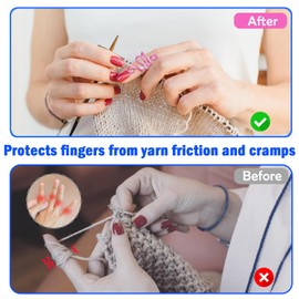 Treayes 6 Pcs Crochet Ring - Adjustable Hook Knitting Crochet Yarn Tension Ring Yarn Holder Loop Ring for Knitting Lovers Crocheters (6 Colors)