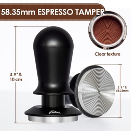 Feilair 58.35mm Espresso Tamper, 3 Spring Loaded Tamper, Espresso press tool with Ripple Base, Self Leveling Tamper for Barista, Compatible with 58mm Breville, Gaggia Bottomless Portafilter