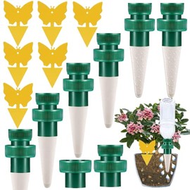 【Upgrade】Self Watering Planter Insert,Plant Spikes Device,6X Ceramic Stakes + 6X Garden Papers Automatic Drip Irrigation Flower Waterer System for Vacation Outdoor Indoor Home Houseplant Use Grembeb