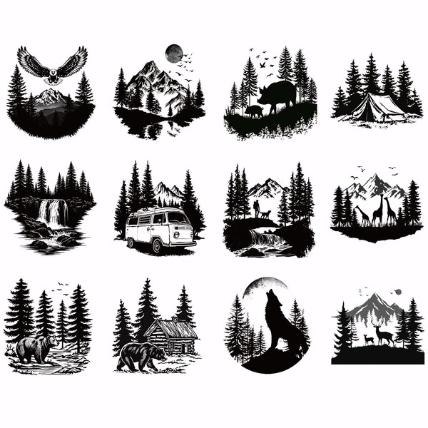 SUPERDANT 12PCS Jungle Scene Iron on Transfer Paper Wildlife Animals