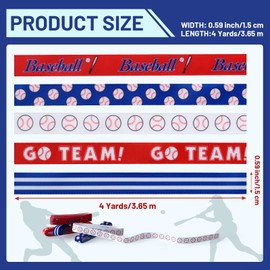 FAKILO Baseball Ribbons 5 Rolls 20 Yards Total, 5/8" Sports Grosgrain Baseball Themed Ribbons for Gift Wrapping Crafts Making Hair Bows and Team Party Decor
