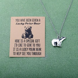 Polar Bear Necklace Polar Bear Jewelry for Women Polar Bear Lover Pendnat Necklace (Lucky Polar Bear necklace ca)