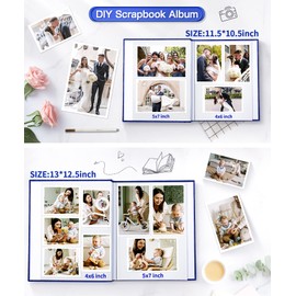 Popotop Photo Album Self Adhesive Scrapbook Album for 4x6 5x7 8x10 Pictures DIY Photo Book,Birthday Gifts for Women Mom,Wedding Baby Family Travel