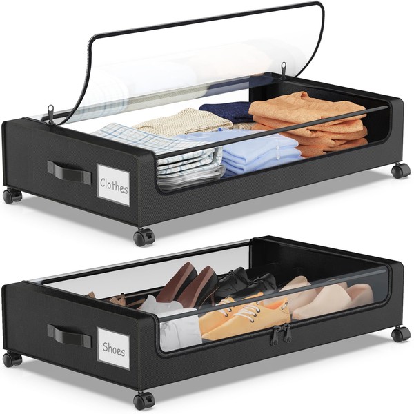 YAASHEEN Under Bed Storage with Wheels, XXL 60L Under Bed