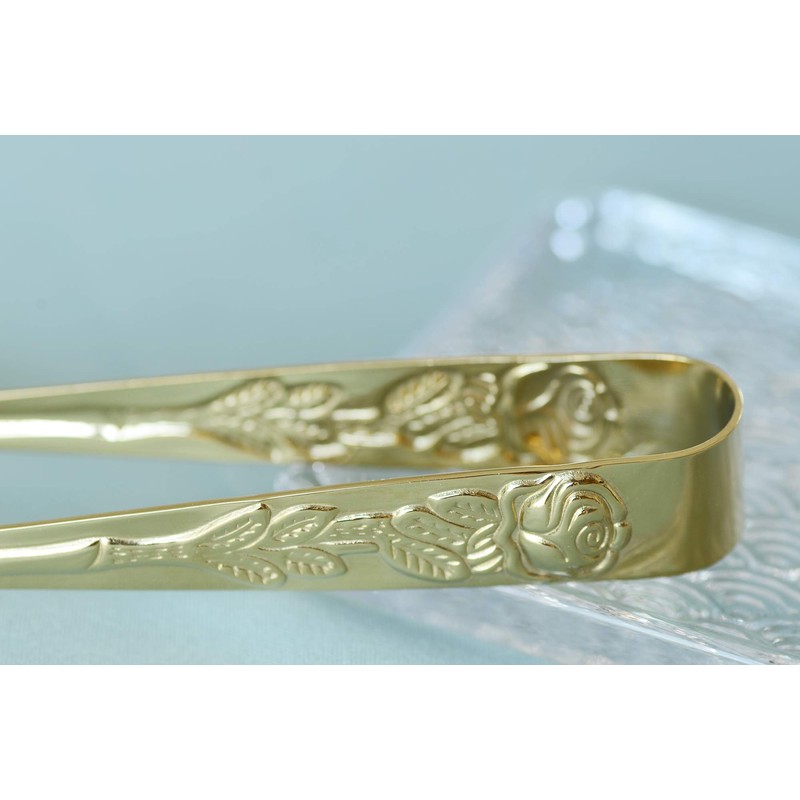 HINMAY 6PCS Mini Serving Tongs 4 Inches Small Rose Sugar