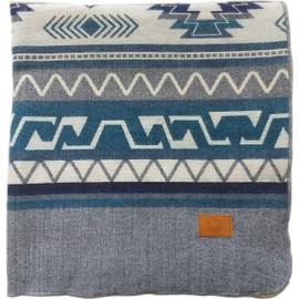 Off the Grid Inca Aztec Throw Blanket | Southwest Indian Navajo Boho Style | Native Woven Western Cover for Camping, Bedding, Couch (King, Condor Gray)