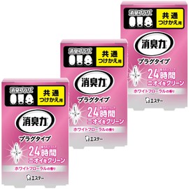 Deodorizing Power [Bulk Purchase] Plug Type for Rooms and Toilets, White Floral, Refill, 20mL x 3, Room, Entrance, Living Room, Toilet, Deodorizer, Air Freshener