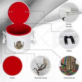Generic Masonic Daughters of ISIS White Fez Case - DOI Hat/Cape Case in White Imitation Leather with Shoulder Strap for Convenient Storage and Transport, Large