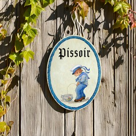Kaltner Präsente Gift Idea - Gift Item Decorative Door Sign in Antique Design Decorative Item Pissoir WC BubToilette Men (18 x 13 cm)