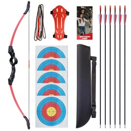 45" Archery Bow and Arrows Sets for Kids 8-12 & Youths & Teens Gift Toy, Recurve Bow for Kids & Beginner Left & Right Hands Outdoor Sports for Backyard Games & Training, Archery Set with 6-Piece