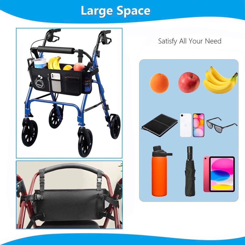 Riyitauto Upgraded Walker Basket Walker Accessories with Cup Holder, Fit