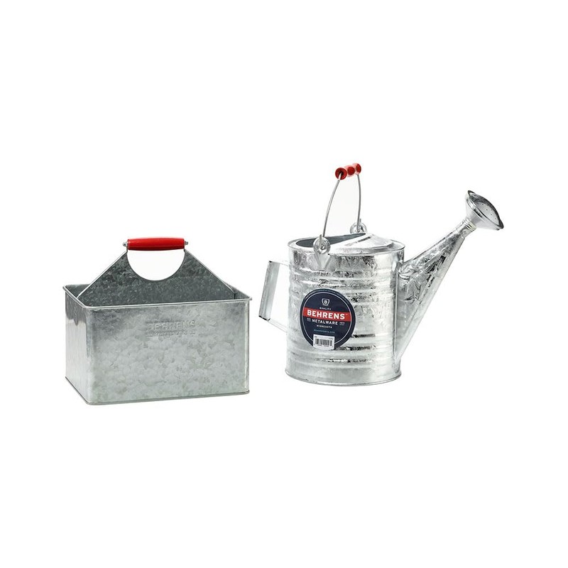 Behrens Rectangular Patitioned Cleaning Cadding – Galvanized with red Handle