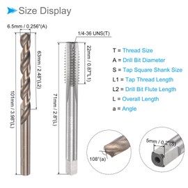 CoCud Tap and Drill Set 5/16-18 UNC 2B Tap Screws Drill Diameter 6.5mm Small Thread Tap and Twist Drill Bit Tool Kit for Threading Tapping Repair 1 Set