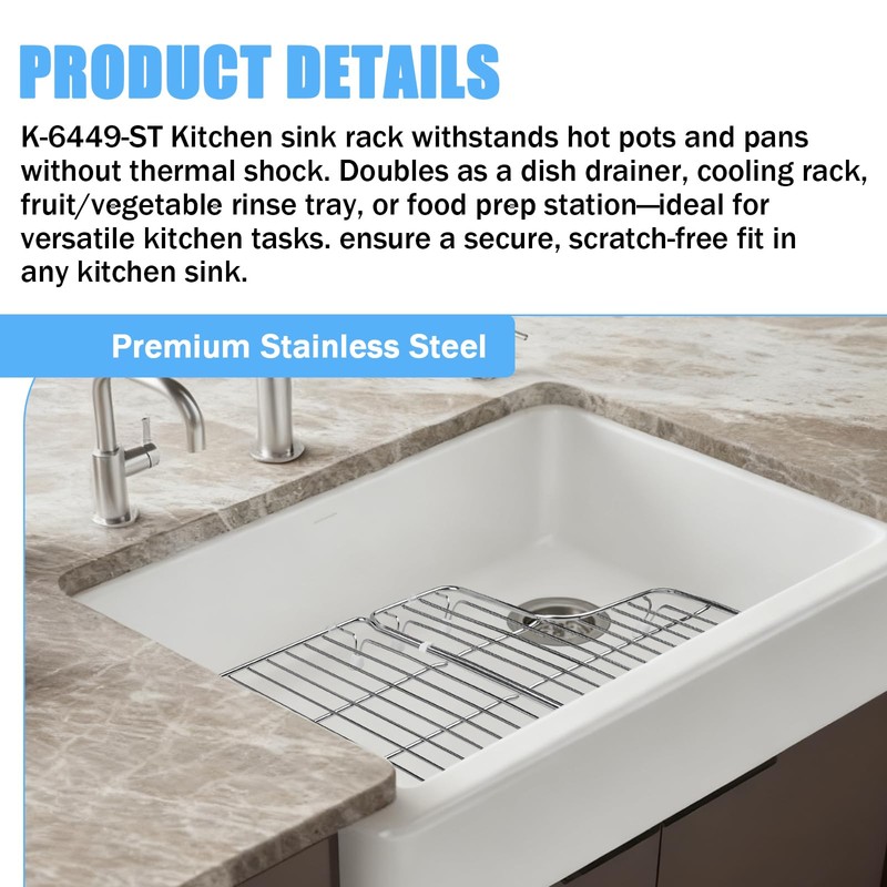 K-6449-ST Kitchen Sink Rack, 26.18'' x 14.76'' for Kohler Whitehaven