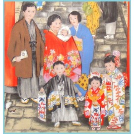 Michael Miller Fabrics BEAUTIFUL MIYAMAIRI CEREMONY JAPANANESE / ASIAN FAMILY  FABRIC PANEL 23" X 43"