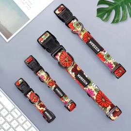 KISSBAK Dog Collar for Medium Dogs - Special Design Cute Girl Dog Pet Collar Soft Adjustable Fancy Floral Girl Puppy Dog Collars (M, Lotus Flower)