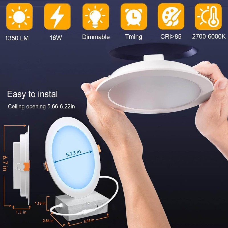 RICHSING Recessed Lighting 6 inch, 4Pack RGBCW Recessed Ceiling Lights