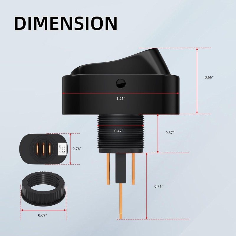 DaierTek Toggle Switch 12v 30A Oval Rocker Switch 3 Pin