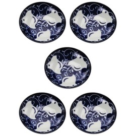 Mino Ware 145095 (5) Small Plates, Set of 5, Arabesque Chidori
