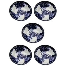 Mino Ware 145095 (5) Small Plates, Set of 5, Arabesque Chidori