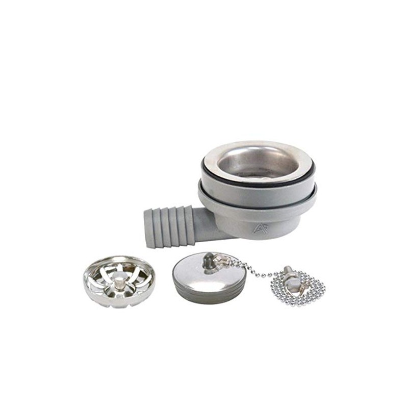Ambassador Marine Sink Drain with Brushed Finish and Strainer Basket