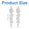 Long Rhinestone Earrings Silver Leaf CZ Drop Earrings Rhinestone Earrings