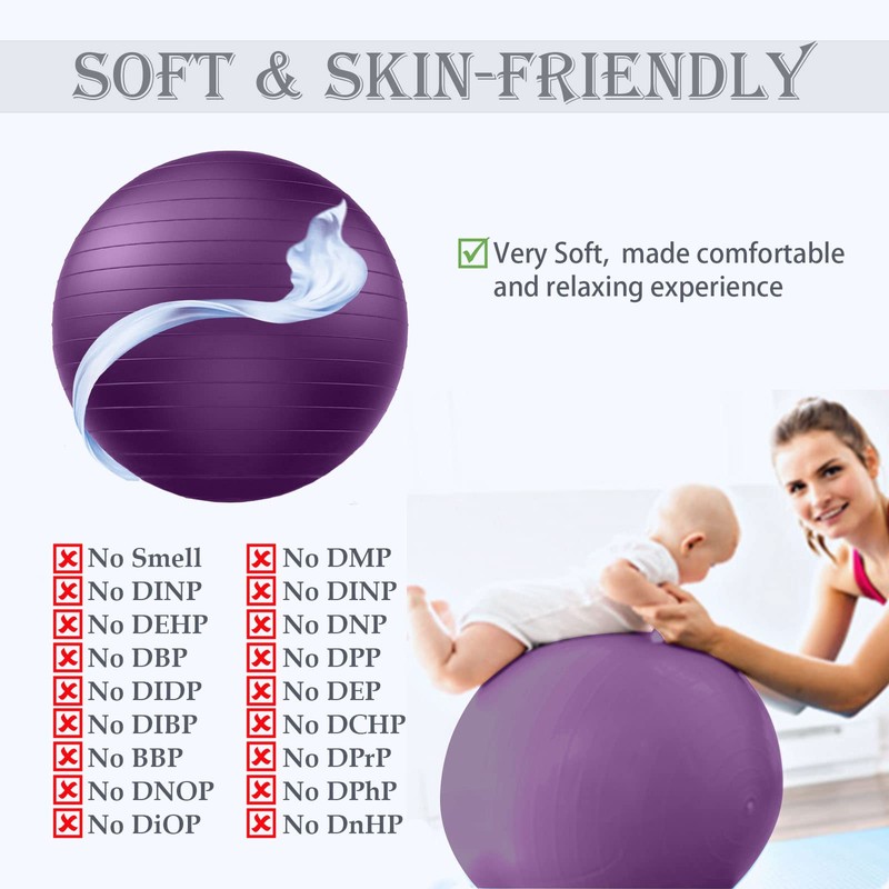 Goonidy Gymnastics Ball, Burst Protection, Seat Ball, Supports 2200 lbs