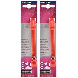 2 Pack Deal - Ancol - Gloss Reflective Cat Collar Red