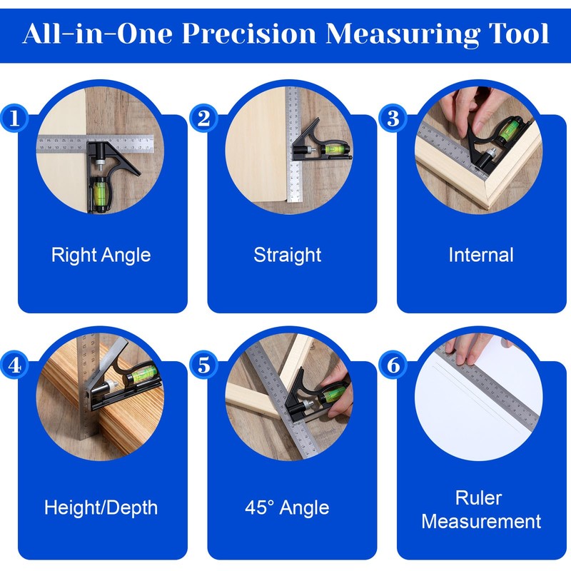 2-Piece Framing Square 12 Inch and Combination Square Set, Aluminum