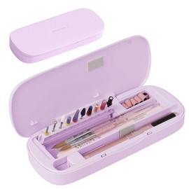 [2025 Upgraded]MelodySusie Acrylic Nail Tool Storage Box,Portable Dustproof Stand Displayer Holder Organizer Container Manicure Efile Accessories Nail Drill Kit Case,Travel Salon Home,Purple(Only Box)