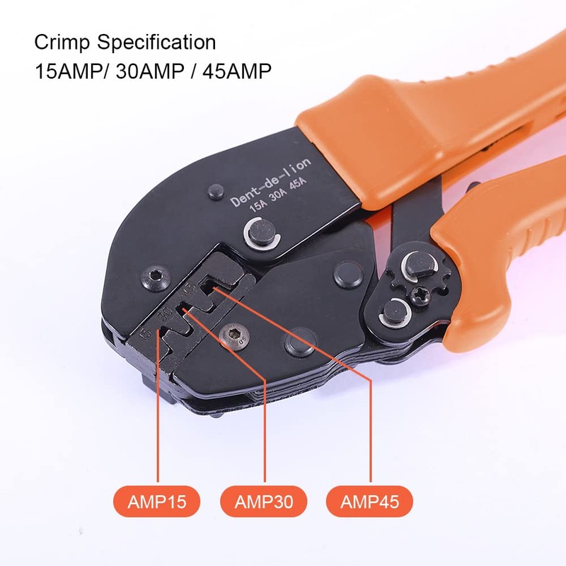Manual Crimping Tool with Ratchet for 15A 30A 45A Connections