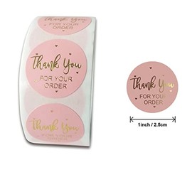 MajorCrafts 500 Labels per roll 2.5cm 1" Wide Pink & Gold 'Thank You for Your Order' Printed Round Sticker Labels V015