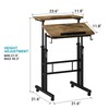 Klvied Rolling Mobile Desk with Cup Holder, Portable, Adjustable Height