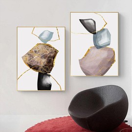 Geometric Art Pictures Poster, Abstract Minimalist Poster Set, Modern Colour Block Poster, Boho Decorative Pictures for Living Room, Bedroom, Without Frame (A, 40 x 60 cm, 3)