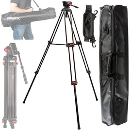 Ultimaxx 72 inch Tripod- 72 inch- Professional Heavy Duty Aluminum Twin Tube Tripod, 360 Degree Fluid Head, Mid-Level Spreader, DSLR Camcorder