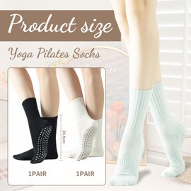 Hebterrka Women's Non-Slip Yoga Socks 39-42, Stopper Socks for Pilates, Non-Slip Socks, Medium Calf Length, Coloured, multicoloured